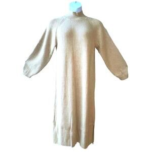 & Other Stories Los Angeles Atelier Rib Knit Bell Sleeve Sweater Dress Size Med